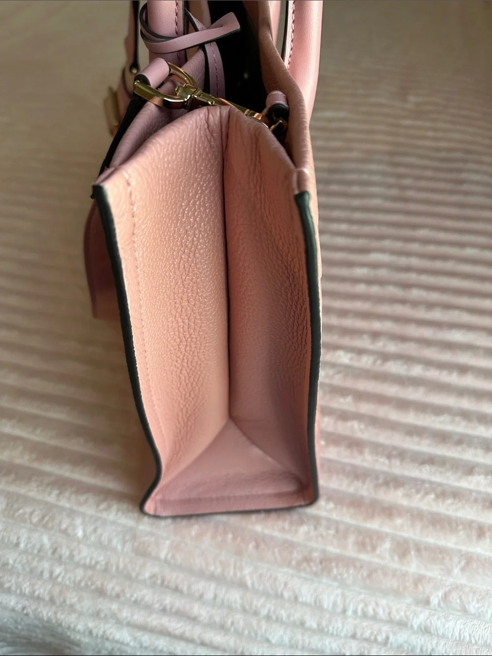 Michael Kors Pink Embossed MK Satchel with Logo Strap